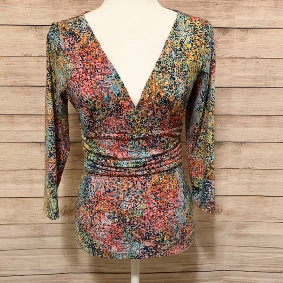 BCBGMaxAzria Tops - BCBG Max Azria Abstract Printed Blouse Top